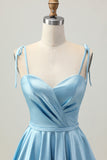 Blu Raso A Line corto Spaghetti Straps Abiti Da Cocktail