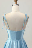 Blu Raso A Line corto Spaghetti Straps Abiti Da Cocktail
