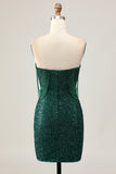 Sparkly Off The Shoulder Verde Scuro Aderente Paillettes Abiti Da Cocktail