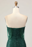 Sparkly Off The Shoulder Verde Scuro Aderente Paillettes Abiti Da Cocktail
