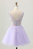 Beaded A Line paillettes Appliqued Lilac Abito corto ritorno a casa