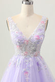 Beaded A Line paillettes Appliqued Lilac Abito corto ritorno a casa