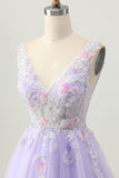 Beaded A Line paillettes Appliqued Lilac Abito corto ritorno a casa