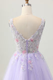 Beaded A Line paillettes Appliqued Lilac Abito corto ritorno a casa