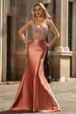 Vestito da ballo lungo con spalline a spalline in corsetto con blush e strass