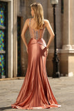 Vestito da ballo lungo con spalline a spalline in corsetto con blush e strass
