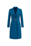 Blu scuro monopetto con risvolto a lancia Blazer Dress con cintura
