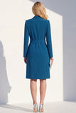 Blu scuro monopetto con risvolto a lancia Blazer Dress con cintura