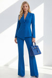 Blu scuro 2 pezzi risvolto a lancia monopetto donne abiti da ballo