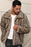 Cappotto da uomo corto in pelliccia sintetica grigio