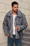 Cappotto da uomo corto in pelliccia sintetica grigio