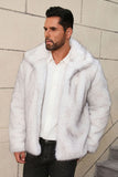 Cappotto da uomo corto in pelliccia sintetica grigio