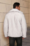 Cappotto da uomo corto in pelliccia sintetica grigio