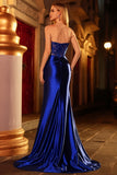 Sirena rossa senza spalline Appliqued Corsetto in rilievo lungo Prom Dress con fessura