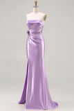 Vestito da Cerimonia lungo con paillettes a sirena viola viola senza spalline