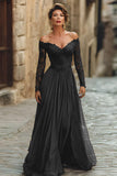 abito maxi Madre della Sposa con pizzo in linea cabernet spuntata sulla spalla