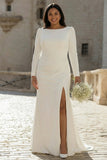 Abito da sposa in raso arugato in salino grande in avorio con fessura