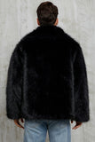 Cappotto da uomo corto in pelliccia sintetica soffice nera