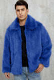 Cappotto da uomo corto in pelliccia sintetica soffice nera