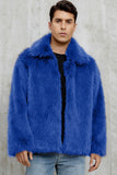 Cappotto da uomo corto in pelliccia sintetica soffice nera