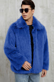 Cappotto da uomo corto in pelliccia sintetica soffice nera