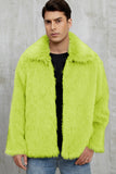 Cappotto da uomo corto in pelliccia sintetica soffice nera