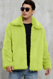 Cappotto da uomo corto in pelliccia sintetica soffice nera