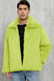 Cappotto da uomo corto in pelliccia sintetica soffice nera