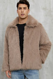 Cappotto da uomo corto in pelliccia sintetica soffice nera