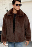 Cappotto da uomo corto in pelliccia sintetica soffice nera