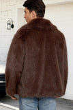 Cappotto da uomo corto in pelliccia sintetica soffice nera