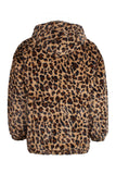 Cappotto invernale da uomo in pelliccia sintetica leopardato caffè con tasche