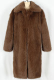 Marrone soffice pelliccia sintetica risvolto colletto lungo inverno cappotto da uomo