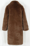 Marrone soffice pelliccia sintetica risvolto colletto lungo inverno cappotto da uomo
