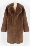 Cappotto invernale lungo da uomo con risvolto dentato in pelliccia sintetica marrone