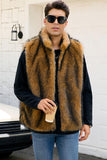 Gilet da uomo invernale in pelliccia sintetica grigio chiaro