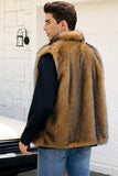 Gilet da uomo invernale in pelliccia sintetica grigio chiaro