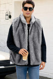 Gilet da uomo invernale in pelliccia sintetica grigio chiaro