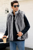 Gilet da uomo invernale in pelliccia sintetica grigio chiaro
