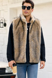 Gilet da uomo invernale in pelliccia sintetica grigio chiaro