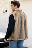 Gilet da uomo invernale in pelliccia sintetica grigio chiaro