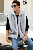 Gilet da uomo invernale in pelliccia sintetica grigio chiaro