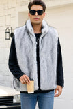 Gilet da uomo invernale in pelliccia sintetica grigio chiaro