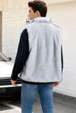 Gilet da uomo invernale in pelliccia sintetica grigio chiaro