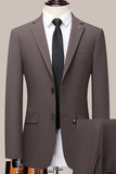 Caffè Dentched Risvolto Singel Petto Slim Fit Abito