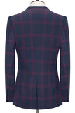 Blu Dentched Risvolto Slim Fit Plaid Abiti Da Uomo