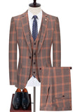 Blu Dentched Risvolto Slim Fit Plaid Abiti Da Uomo