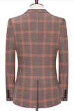 Blu Dentched Risvolto Slim Fit Plaid Abiti Da Uomo