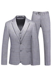 Grigio Plaid Risvolto Dentellato 3 Pezzi Abiti Formali Da Uomo