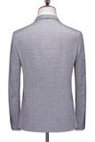 Grigio Plaid Risvolto Dentellato 3 Pezzi Abiti Formali Da Uomo